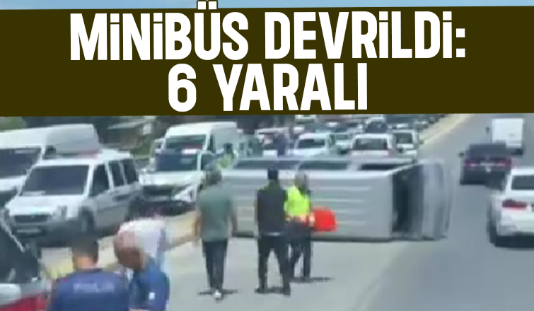 Refüje çarpan minibüs devrildi; 6 yaralı