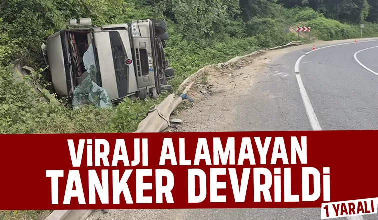 Reşadiye virajında tanker devrildi
