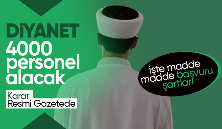 Resmi Gazete de ilan edildi Diyanet İşleri Başkanlığı 4 bin personel alımı yapacak