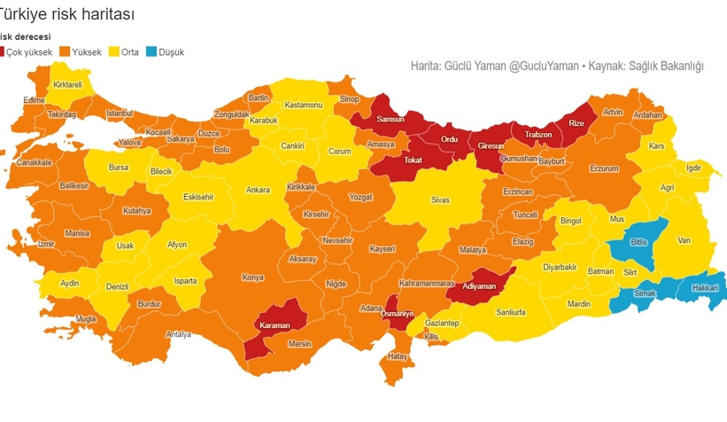 Risk haritasını paylaştı; Sakarya hangi kategoride?
