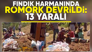 Römork devrildi; 13 fındık işçisi yaralandı