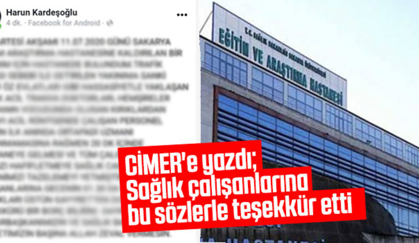 Sağlık çalışanları için CİMER'e teşekkür yazısı yazdı