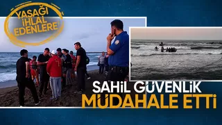 Sahil güvenlikten denize girenlere müdahale