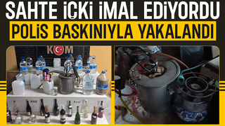Sahte içki imalathanesine baskın kamerada