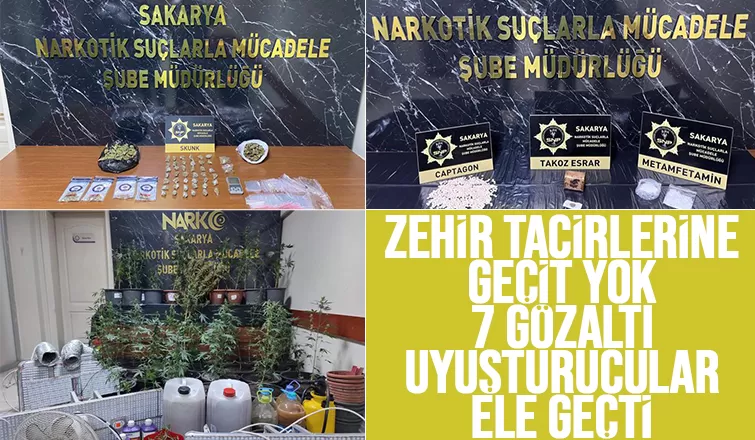 Sakarya'da 3 ayrı uyuşturucu operasyonu: 7 gözaltı