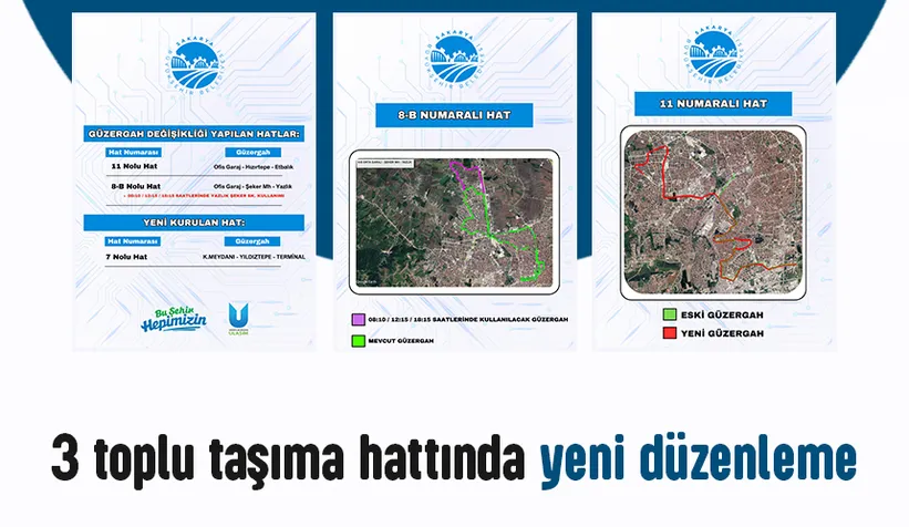 Sakarya'da 3 otobüs hattında yeni düzenleme
