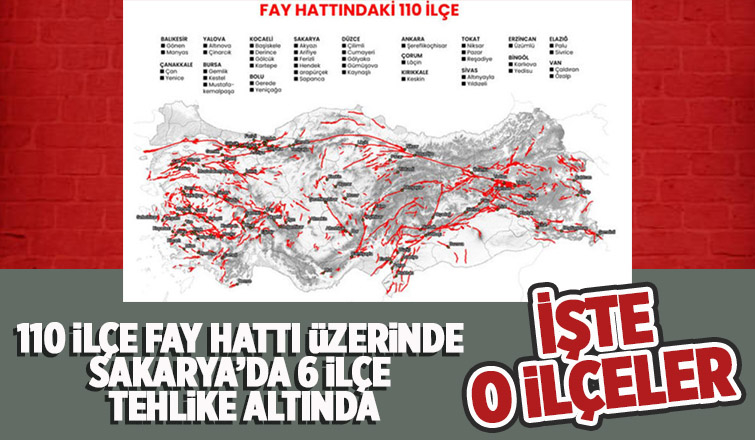 Sakarya'da 6 ilçe fay hattı üzerinde