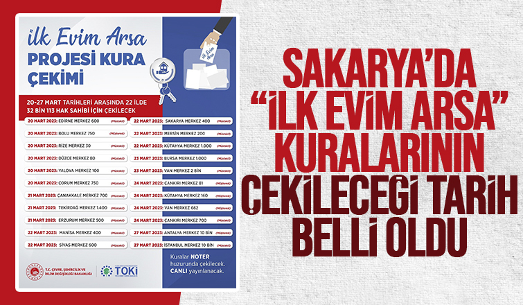 Sakarya'da arsalar için kura çekim tarihi belli oldu