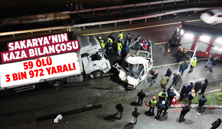  Sakarya'da geçen yıl kazalarda 59 kişi öldü
