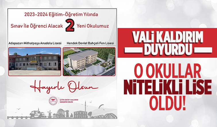 Sakarya'da iki lise sınavla öğrenci alan okullar arasına girdi