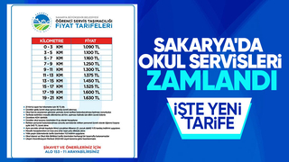 Sakarya'da okul servislerine zam