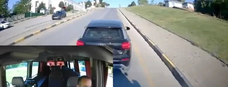 Sakarya'da savcı ile minibüs şoförünün trafikteki tartışma kamerada