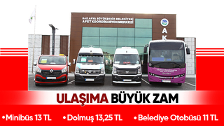 Sakarya'da toplu ulaşıma büyük zam