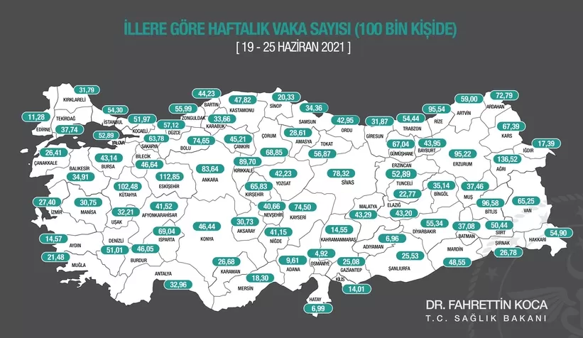 Sakarya'da yeni vaka sayısı arttı