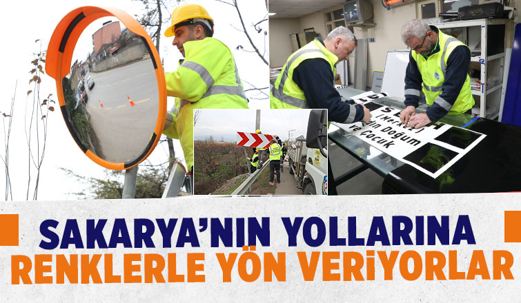 Sakarya'da yön levhaları böyle yapılıyor