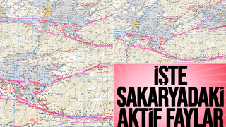 Sakarya'daki aktif faylar MTA haritasında
