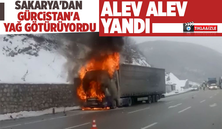 Sakarya'dan yola çıkan motor yağı yüklü tır alev alev yandı