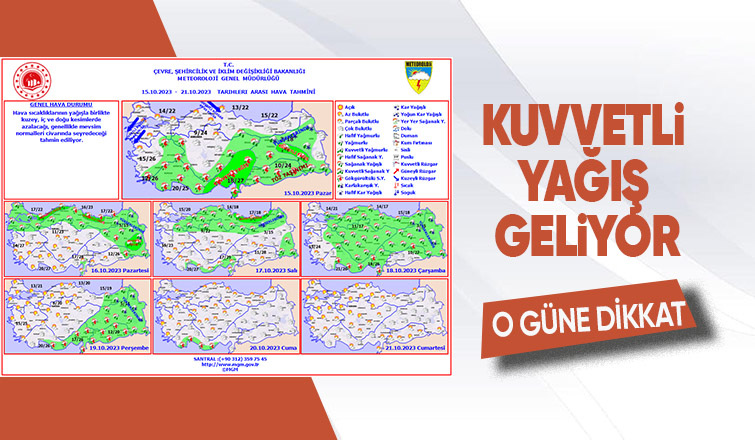 Sakarya için kuvvetli yağış uyarısı