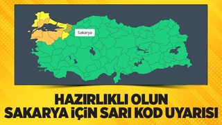 Sakarya için sarı kodlu uyarı