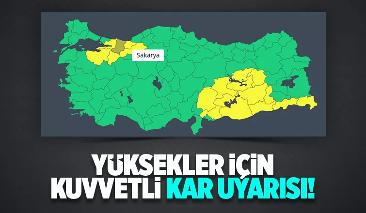 Sakarya için sarı kodlu uyarı