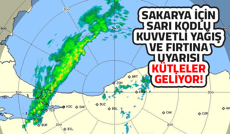 Sakarya için sarı kodlu yağış ve fırtına uyarısı