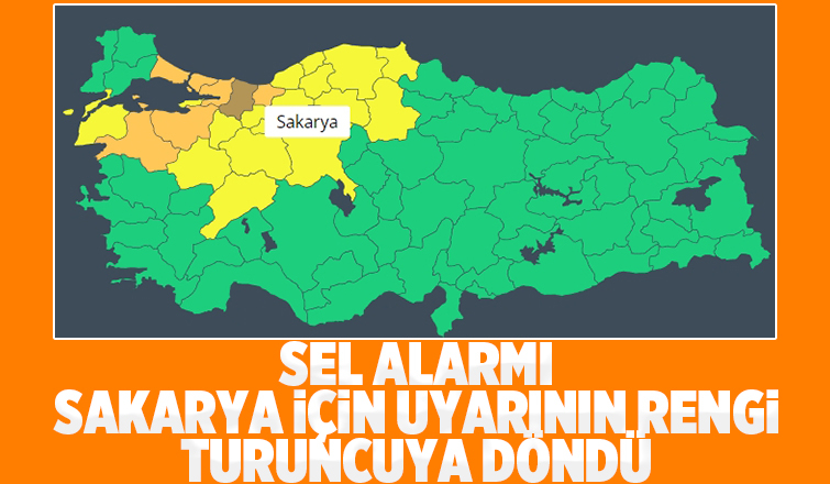 Sakarya için yağış uyarısının rengi turuncuya döndü