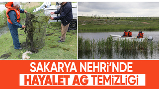 Sakarya Nehri'nde hayalet ağlar toplandı