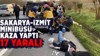 Sakarya'ya gelen minibüs kaza yaptı: 17 yaralı