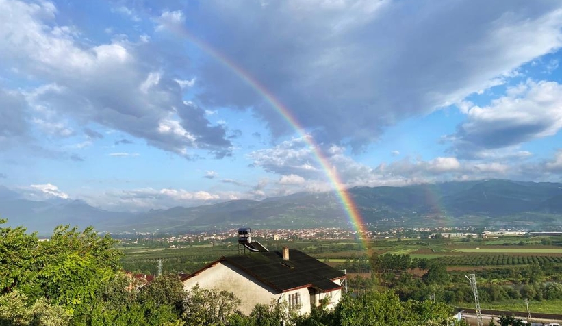 Sakarya’da yağmur sonrası gökkuşağı şöleni
