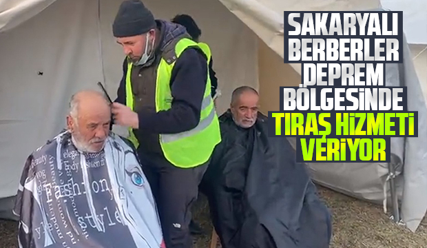 Sakaryalı berberler çadırkentte tıraş hizmeti veriyor