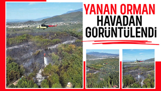 Salihiye'de yanan alan havadan görüntülendi
