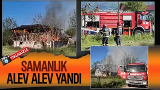 Samanlık yandı