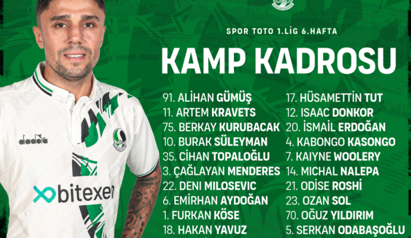 Samsun maçının kamp kadrosu açıklandı