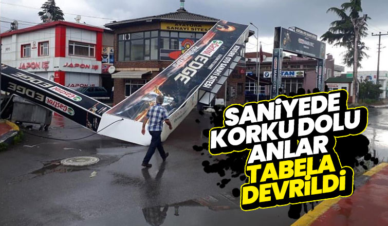 Sanayi sitesinin tabelası devrildi