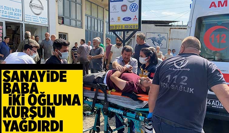 Sanayide baba iki oğlunu vurdu