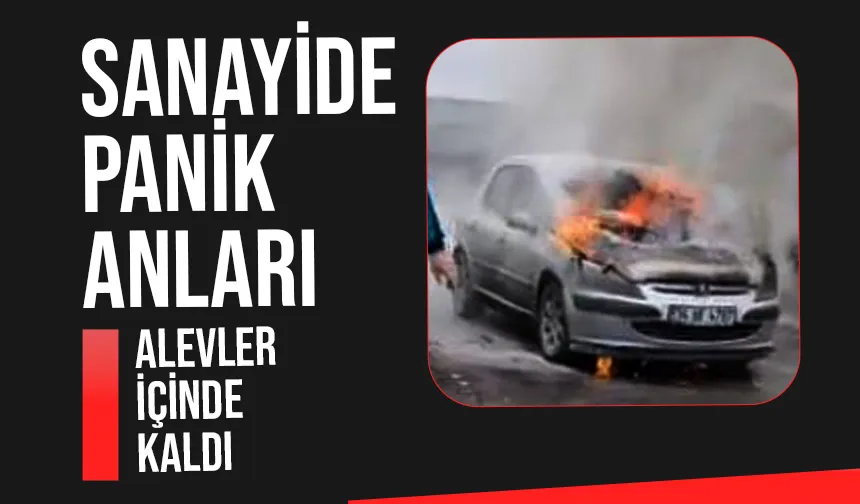 Sanayide yanan araca söndürme tüpleri müdahale ettiler