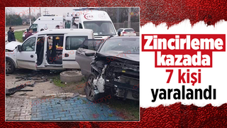 Üç araçlı zincirleme kaza:7 kişi yaralı