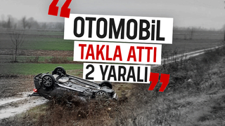 Şarampole uçan araç takla attı