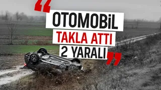 Şarampole uçan araç takla attı