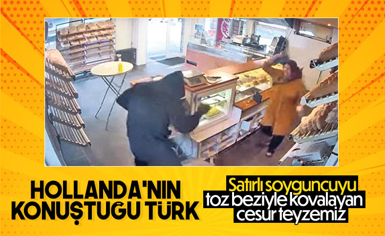 Satırlı soyguncuya toz beziyle müdahale etti