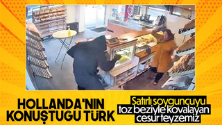 Satırlı soyguncuya toz beziyle müdahale etti