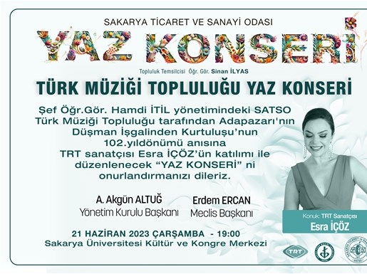 SATSO'dan 21 Haziran'da Sanat ve Kültür Şöleni
