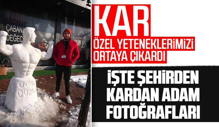 Şehirden kardan adam fotoğrafları