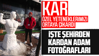 Şehirden kardan adam fotoğrafları