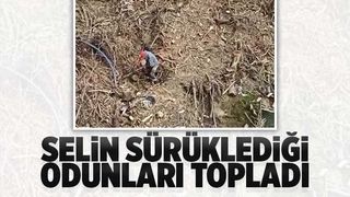 Selin sürüklediği odunları topladı