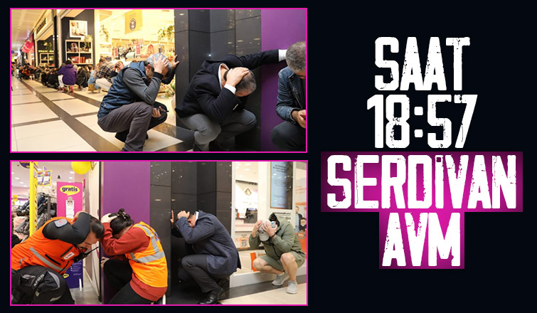 Serdivan AVM'de deprem tatbikatı