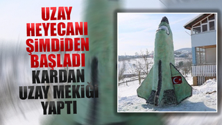 Serdivan'da kardan uzay mekiği yaptı