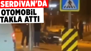 Serdivan'da otomobil takla attı