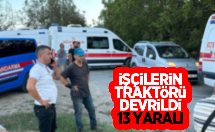 Serdivan'da traktör devrildi: 13 yaralı