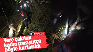 Serdivan'da yere çakılan kadın paraşütçü kurtarıldı